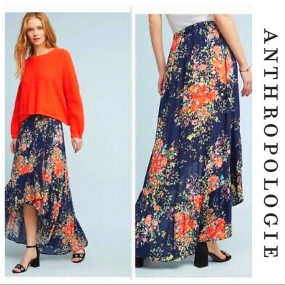 Anthropologie On the Road Hi-Lo Rae Midi Skirt